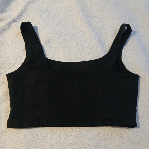 Banana Republic Factory Women's Linen Blend Cropped Fitted Top Black SZ 16 - Picture 5 of 6